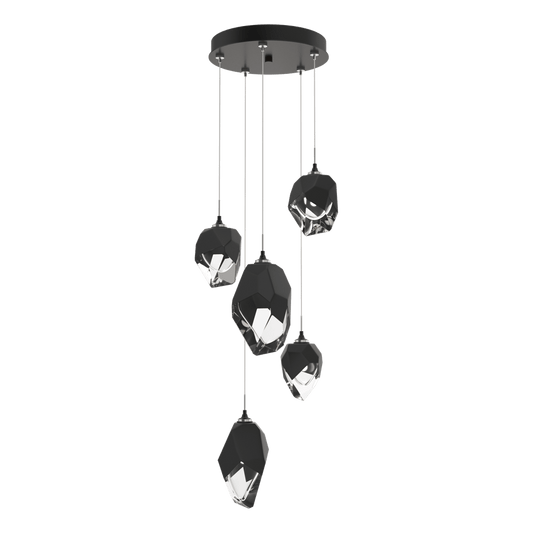 Chrysalis 5-Light Mixed Crystal Pendant - Oil Rubbed Bronze - Black Polished Crystal by Hubbardton Forge