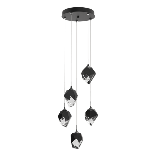 Chrysalis 5-Light Small Crystal Pendant - Black - Black Polished Crystal by Hubbardton Forge