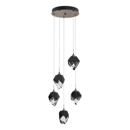 Chrysalis 5-Light Small Crystal Pendant - Bronze - Black Polished Crystal by Hubbardton Forge