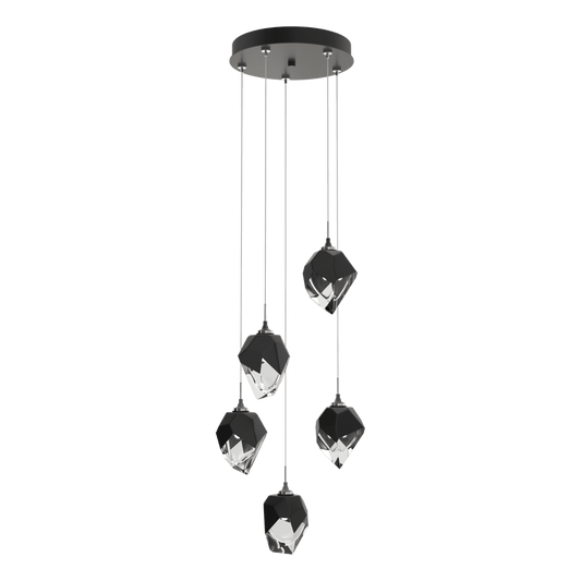 Chrysalis 5-Light Small Crystal Pendant - Dark Smoke - Black Polished Crystal by Hubbardton Forge