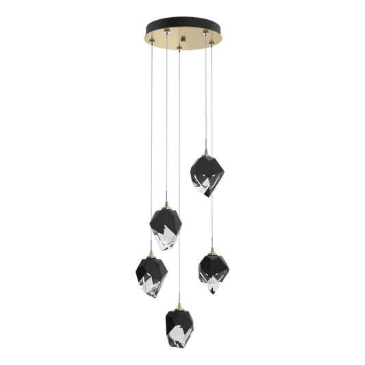 Chrysalis 5-Light Small Crystal Pendant - Modern Brass - Black Polished Crystal by Hubbardton Forge