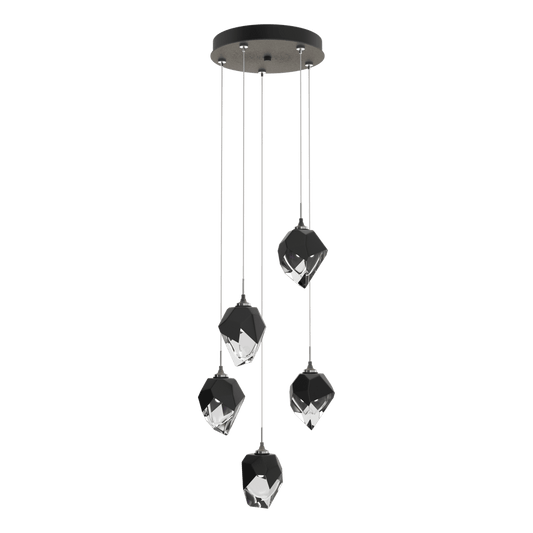 Chrysalis 5-Light Small Crystal Pendant - Natural Iron - Black Polished Crystal by Hubbardton Forge