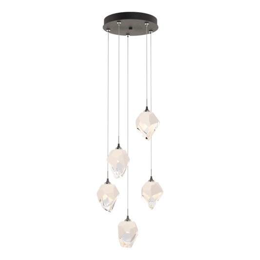 Chrysalis 5-Light Small Crystal Pendant - Natural Iron - White Polished Crystal by Hubbardton Forge
