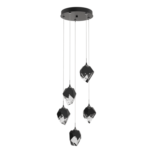 Chrysalis 5-Light Small Crystal Pendant - Oil Rubbed Bronze - Black Polished Crystal by Hubbardton Forge