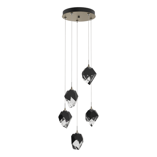 Chrysalis 5-Light Small Crystal Pendant - Soft Gold - Black Polished Crystal by Hubbardton Forge