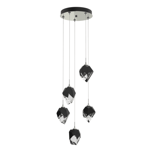 Chrysalis 5-Light Small Crystal Pendant - Sterling - Black Polished Crystal by Hubbardton Forge