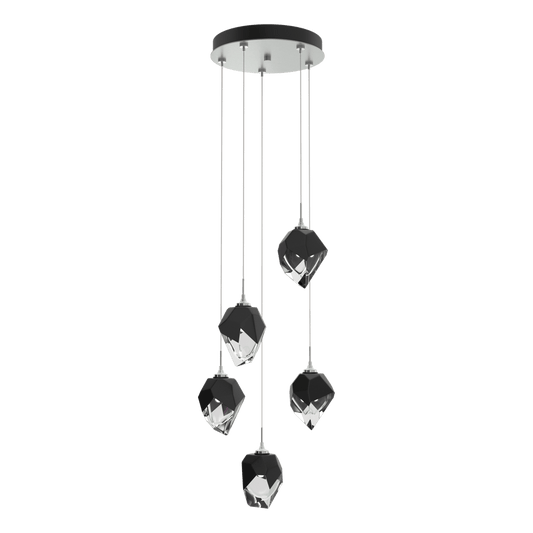 Chrysalis 5-Light Small Crystal Pendant - Vintage Platinum - Black Polished Crystal by Hubbardton Forge