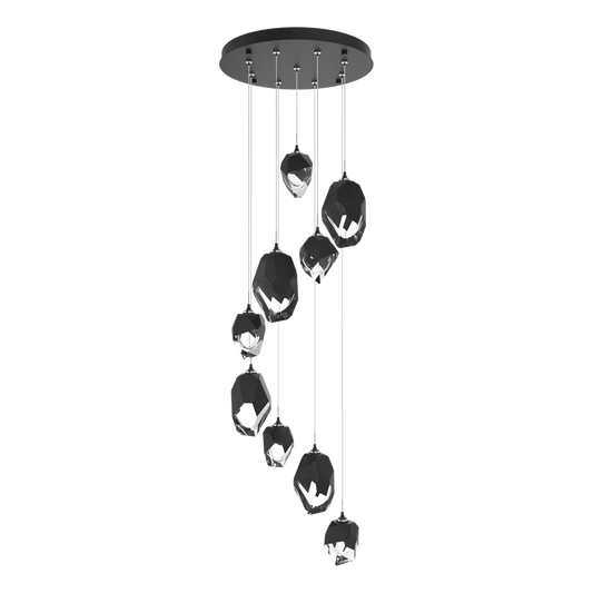 Chrysalis 9-Light Mixed Crystal Pendant - Black - Black Polished Crystal by Hubbardton Forge