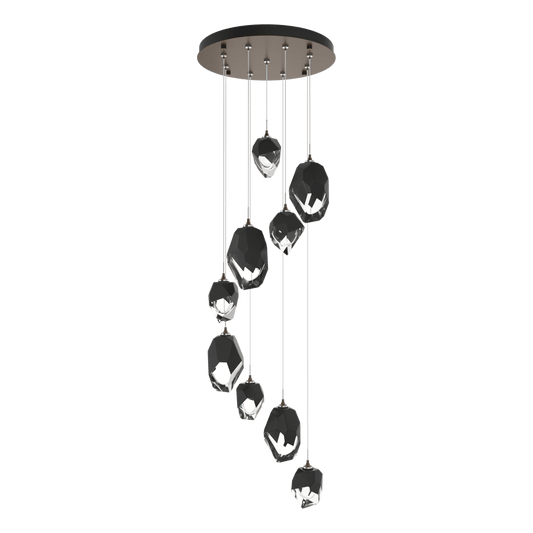 Chrysalis 9-Light Mixed Crystal Pendant - Bronze - Black Polished Crystal by Hubbardton Forge