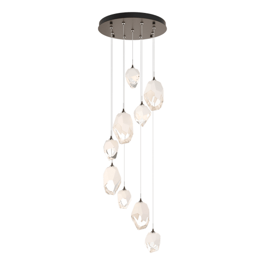 Chrysalis 9-Light Mixed Crystal Pendant - Bronze - White Polished Crystal by Hubbardton Forge