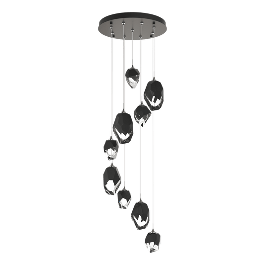 Chrysalis 9-Light Mixed Crystal Pendant - Dark Smoke - Black Polished Crystal by Hubbardton Forge