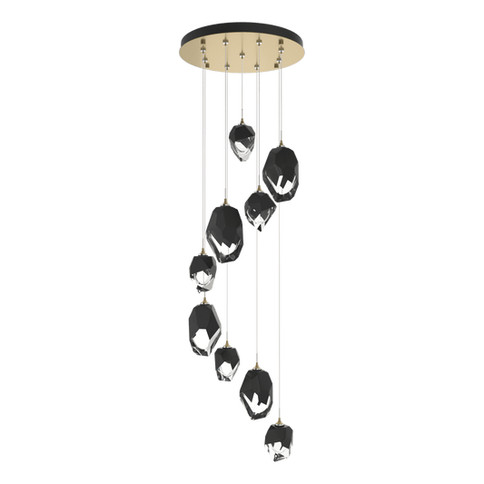 Chrysalis 9-Light Mixed Crystal Pendant - Modern Brass - Black Polished Crystal by Hubbardton Forge