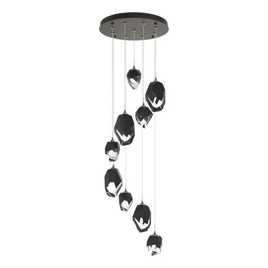 Chrysalis 9-Light Mixed Crystal Pendant - Natural Iron - Black Polished Crystal by Hubbardton Forge