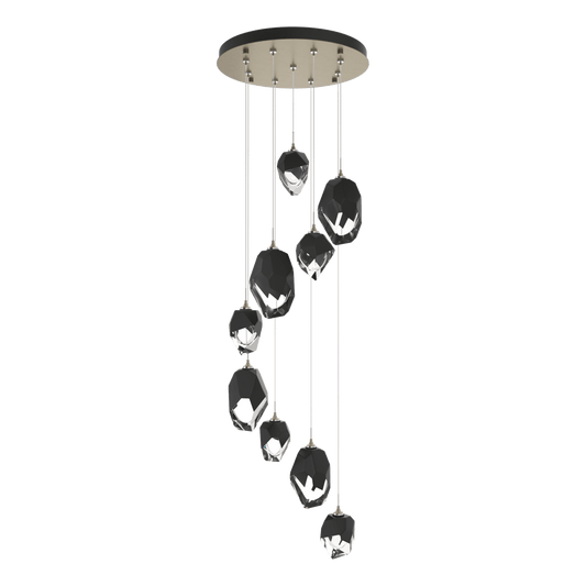 Chrysalis 9-Light Mixed Crystal Pendant - Soft Gold - Black Polished Crystal by Hubbardton Forge