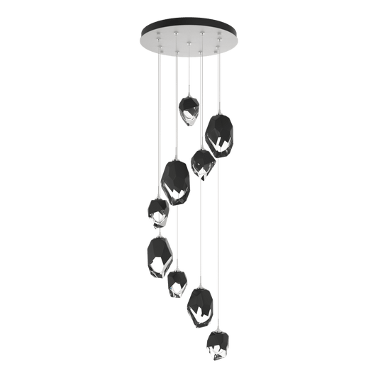 Chrysalis 9-Light Mixed Crystal Pendant - White - Black Polished Crystal by Hubbardton Forge