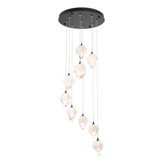 Chrysalis 9-Light Small Crystal Pendant - Black - White Polished Crystal by Hubbardton Forge