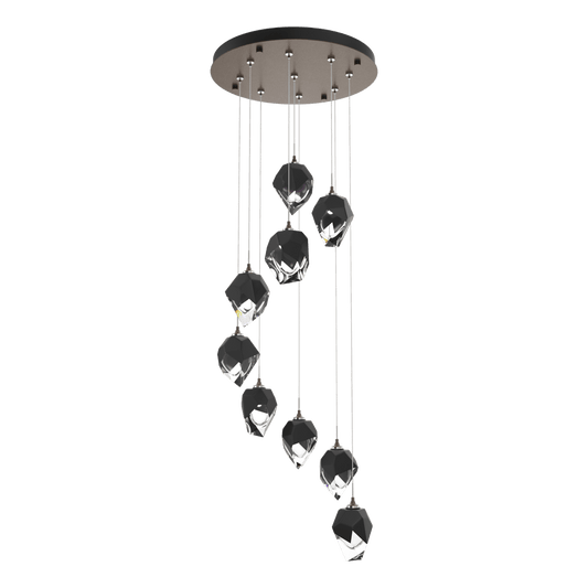 Chrysalis 9-Light Small Crystal Pendant - Bronze - Black Polished Crystal by Hubbardton Forge