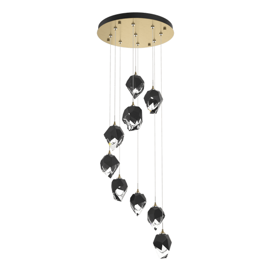 Chrysalis 9-Light Small Crystal Pendant - Modern Brass - Black Polished Crystal by Hubbardton Forge