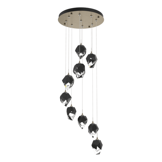 Chrysalis 9-Light Small Crystal Pendant - Soft Gold - Black Polished Crystal by Hubbardton Forge