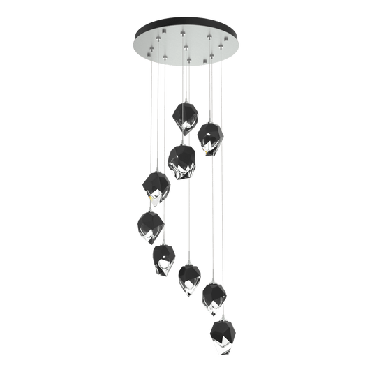Chrysalis 9-Light Small Crystal Pendant - Vintage Platinum - Black Polished Crystal by Hubbardton Forge