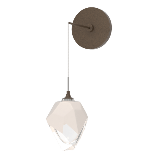 Chrysalis Small Low Voltage Sconce - Bronze - White Polished Crystal by Hubbardton Forge