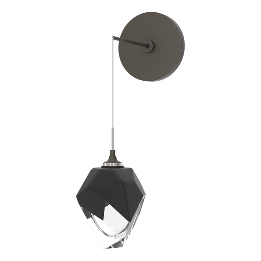 Chrysalis Small Low Voltage Sconce - Dark Smoke - Black Polished Crystal by Hubbardton Forge