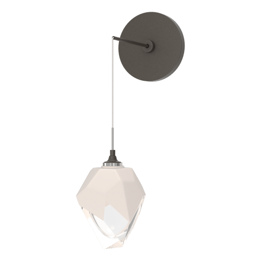 Chrysalis Small Low Voltage Sconce - Dark Smoke - White Polished Crystal by Hubbardton Forge