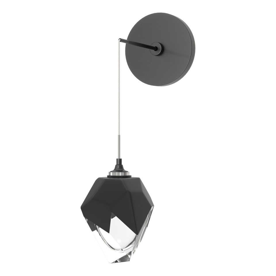 Chrysalis Small Low Voltage Sconce - Ink - Black Polished Crystal by Hubbardton Forge
