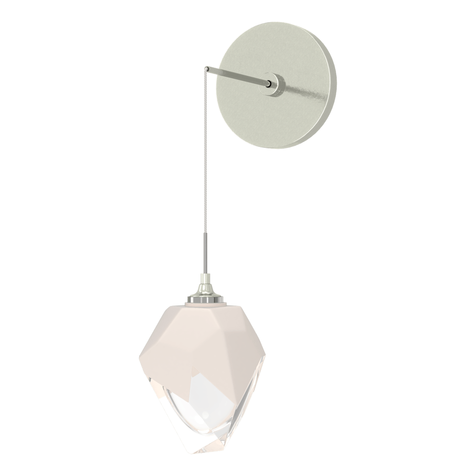 Chrysalis Small Low Voltage Sconce - Sterling - White Polished Crystal by Hubbardton Forge