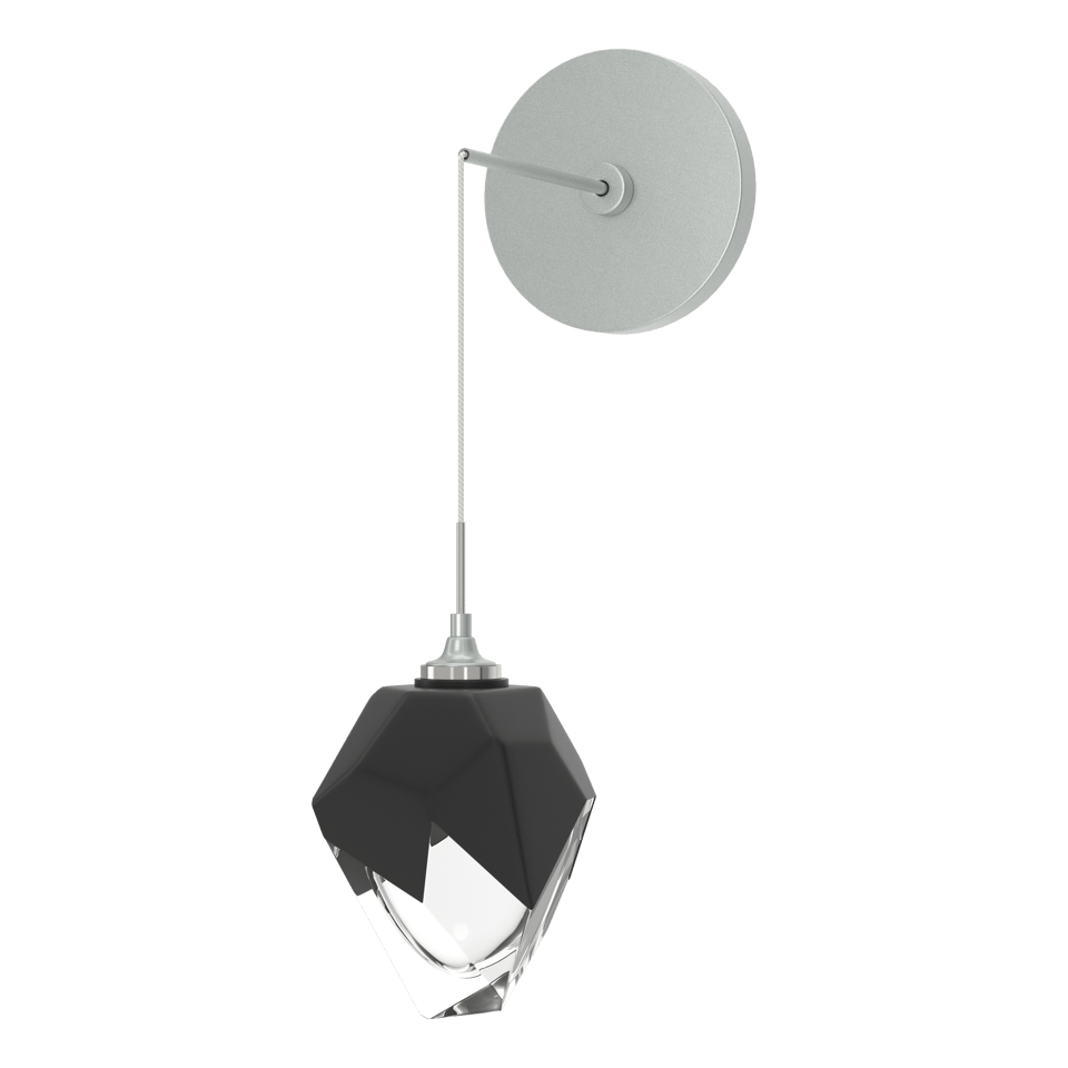 Chrysalis Small Low Voltage Sconce - Vintage Platinum - Black Polished Crystal by Hubbardton Forge