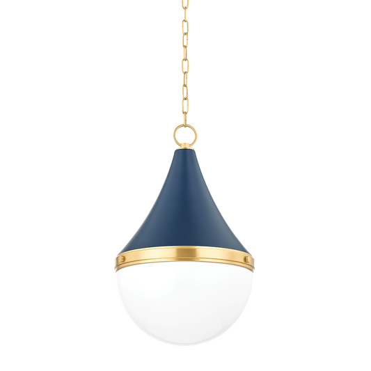 Ciara Large Pendant - 1-Light - Aged Brass/Soft Navy - Mitzi H787701L-AGB/SNY