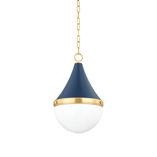 Ciara Small Pendant - 1-Light - Aged Brass/Soft Navy - Mitzi H787701S-AGB/SNY