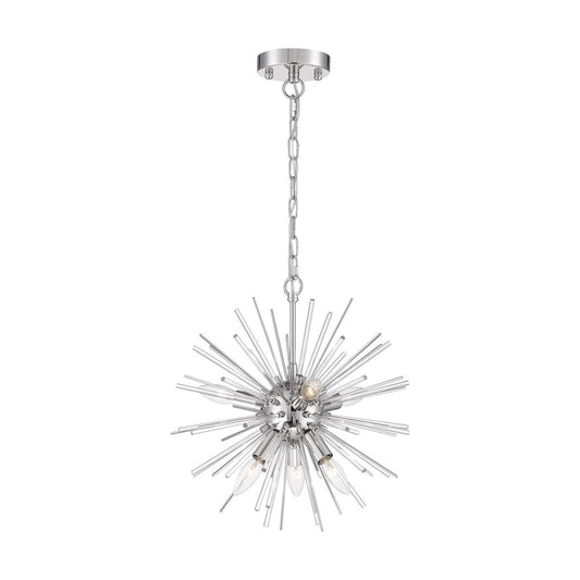 Cirrus - 6 Light Chandelier - with Glass Rods - Polished Nickel Finish - Satco 60-6991