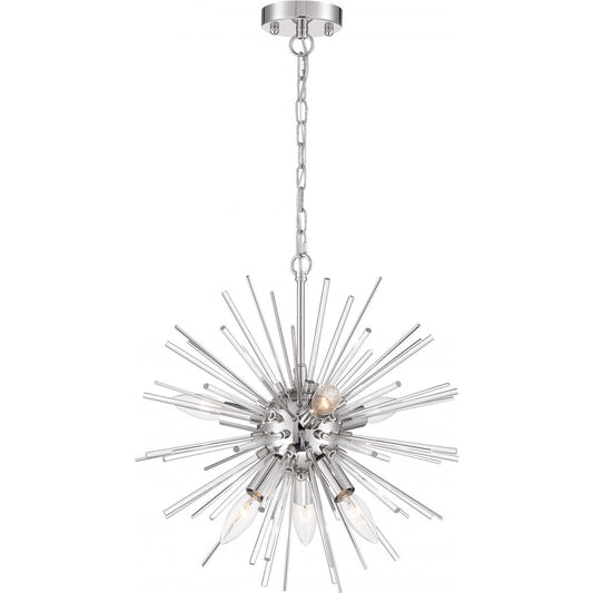 Cirrus - 8 Light Chandelier - with Glass Rods - Polished Nickel Finish - Satco 60-6993