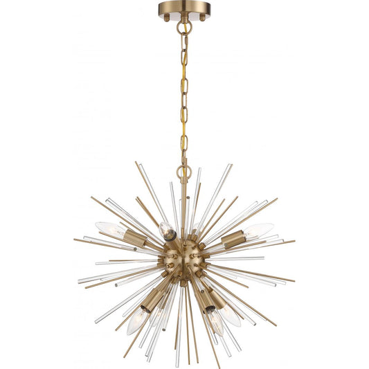Cirrus - 8 Light Chandelier - with Glass Rods - Vintage Brass Finish - Satco 60-6994