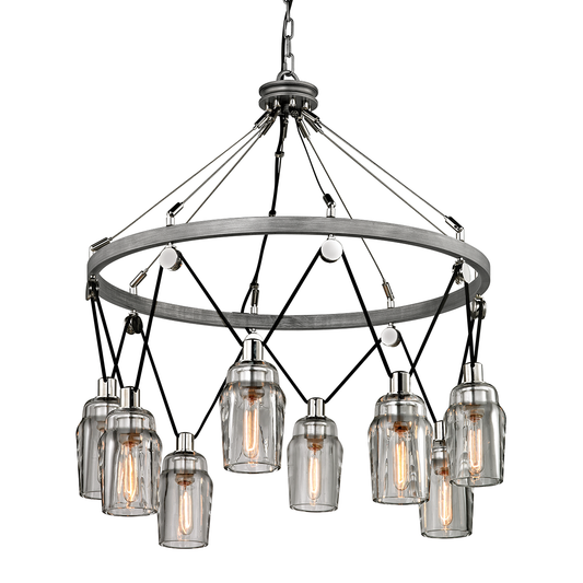 Citizen Chandelier - 8-Light - Graphite/ Polished Nickel - Troy Lighting F5998-GRA/PN