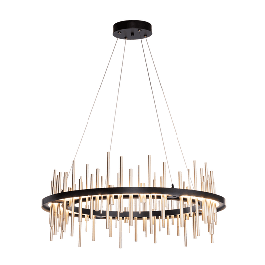 Cityscape Circular LED Pendant - Black - Soft Gold Accent by Hubbardton Forge
