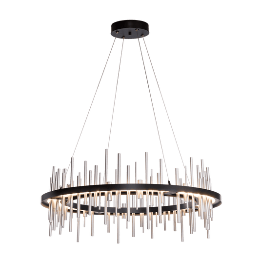 Cityscape Circular LED Pendant - Black - Sterling Accent by Hubbardton Forge