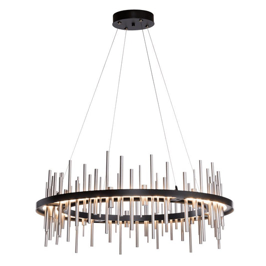 Cityscape Circular LED Pendant - Black - Vintage Platinum Accent by Hubbardton Forge