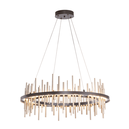 Cityscape Circular LED Pendant - Dark Smoke - Soft Gold Accent by Hubbardton Forge