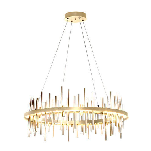 Cityscape Circular LED Pendant - Sterling - Modern Brass Accent by Hubbardton Forge