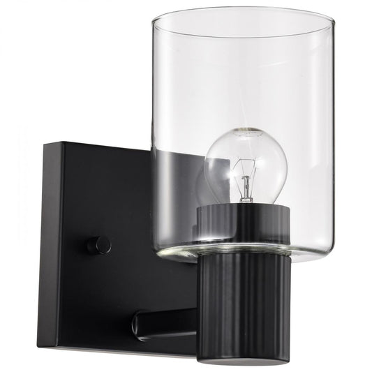 Clarksville - 1 Light Vanity - Matte Black with Clear Glass - Satco 60-8061