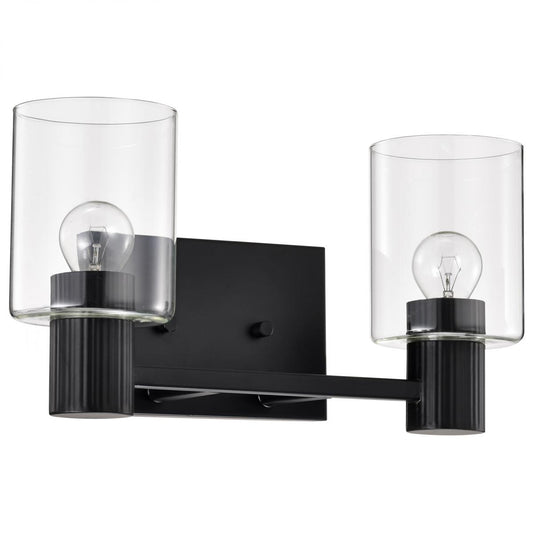 Clarksville - 2 Light Vanity - Matte Black with Clear Glass - Satco 60-8062