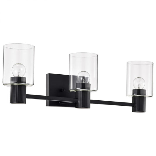 Clarksville - 3 Light Vanity - Matte Black with Clear Glass - Satco 60-8063