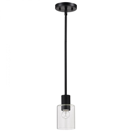Clarksville - 5 Inch Mini Pendant - Matte Black with Clear Glass - Satco 60-8064
