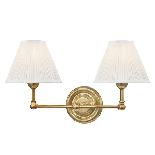 Classic No.1 Wall Sconce - 2-Light - Aged Brass by Hudson Valley Lighting
