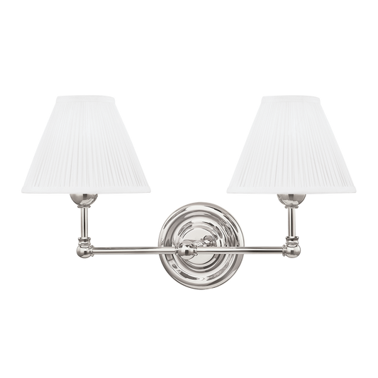 Classic No.1 Wall Sconce - 2-Light - Polished Nickel by Hudson Valley Lighting
