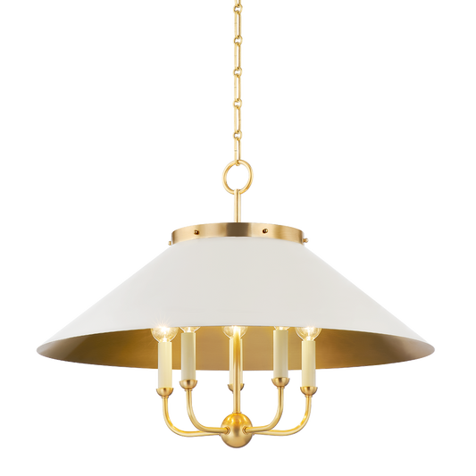 Clivedon Chandelier - Aged Brass/Off White by Hudson Valley Lighting