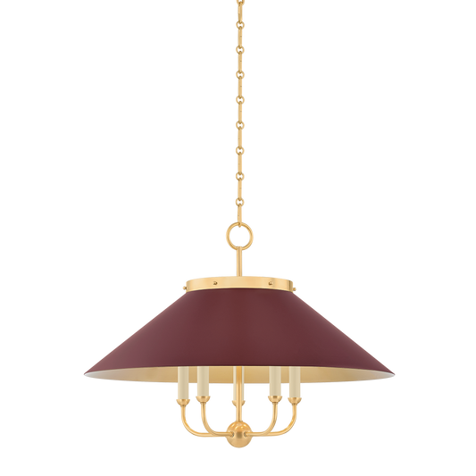 Clivedon Chandelier - Aged Brass/Soft Crimson by Hudson Valley Lighting