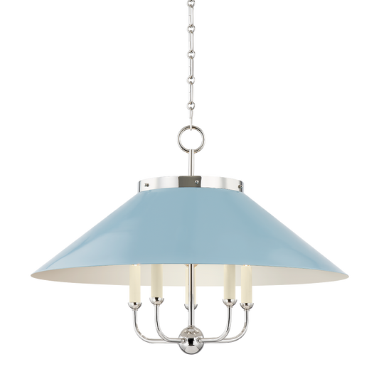Clivedon Chandelier - Polished Nickel/Blue Bird by Hudson Valley Lighting